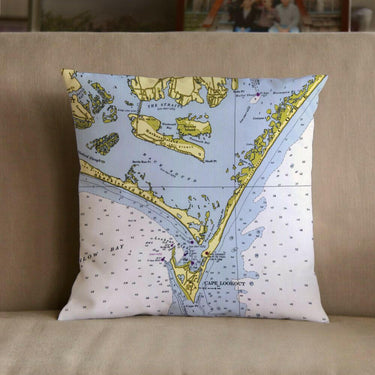 Nautical Chart Pillow, Locations in North Carolina